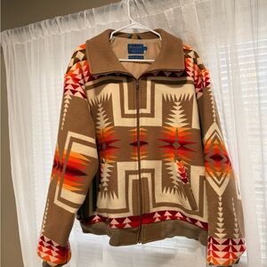 Vtg Pendleton Beaver State Jacket Sz XL Chief Joseph Sherpa Wool US Western
